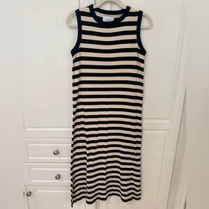 Striped Black and Cream Sleeveless Dress
